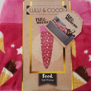 Lulu & Coco Ice Cream Tail Throw Blanket Cover Relax Cozy 18 x 52 Novelty Fun Gi